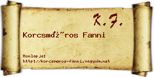 Korcsmáros Fanni névjegykártya