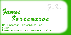 fanni korcsmaros business card